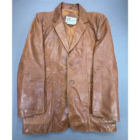 Vintage Other - Vintage Berman's Leather Experts Men's Blazer Jacket Brown Size 44 Classic Style